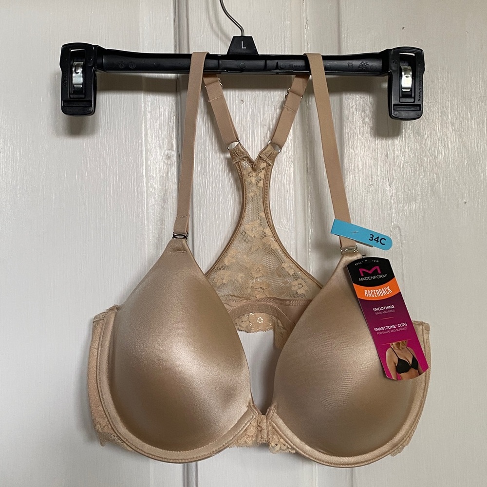 Maidenform Seamless T-Shirt Bra with Lace Racerback Nude 34C - Picture 7 of 10